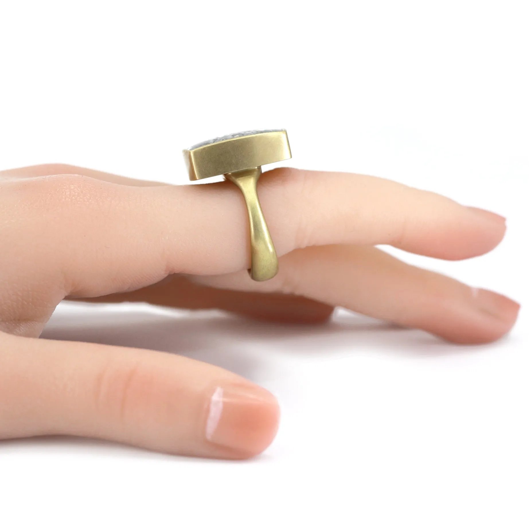 Lola Brooks 17.11 Carat Pyrite in Quartz Yellow Gold One of a Kind Ring