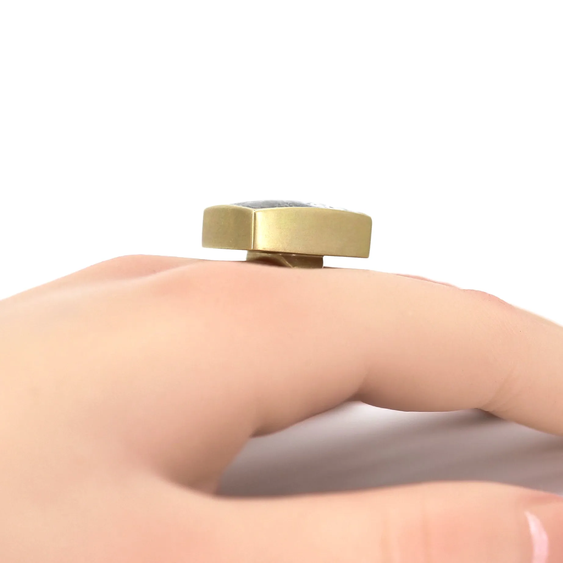 Lola Brooks 17.11 Carat Pyrite in Quartz Yellow Gold One of a Kind Ring