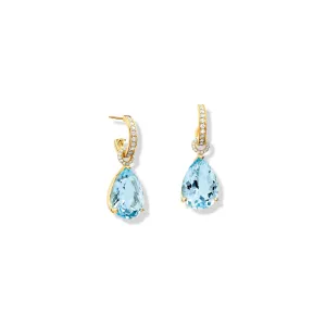 Luiza Earring Drops Yellow Gold - Blue Topaz & Diamond Pav??