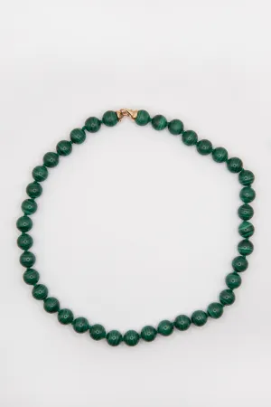 Malachite Beads, Yellow Gold