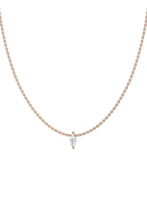 Marquise 18K Rose Gold Necklace w. Lab-Grown Diamond