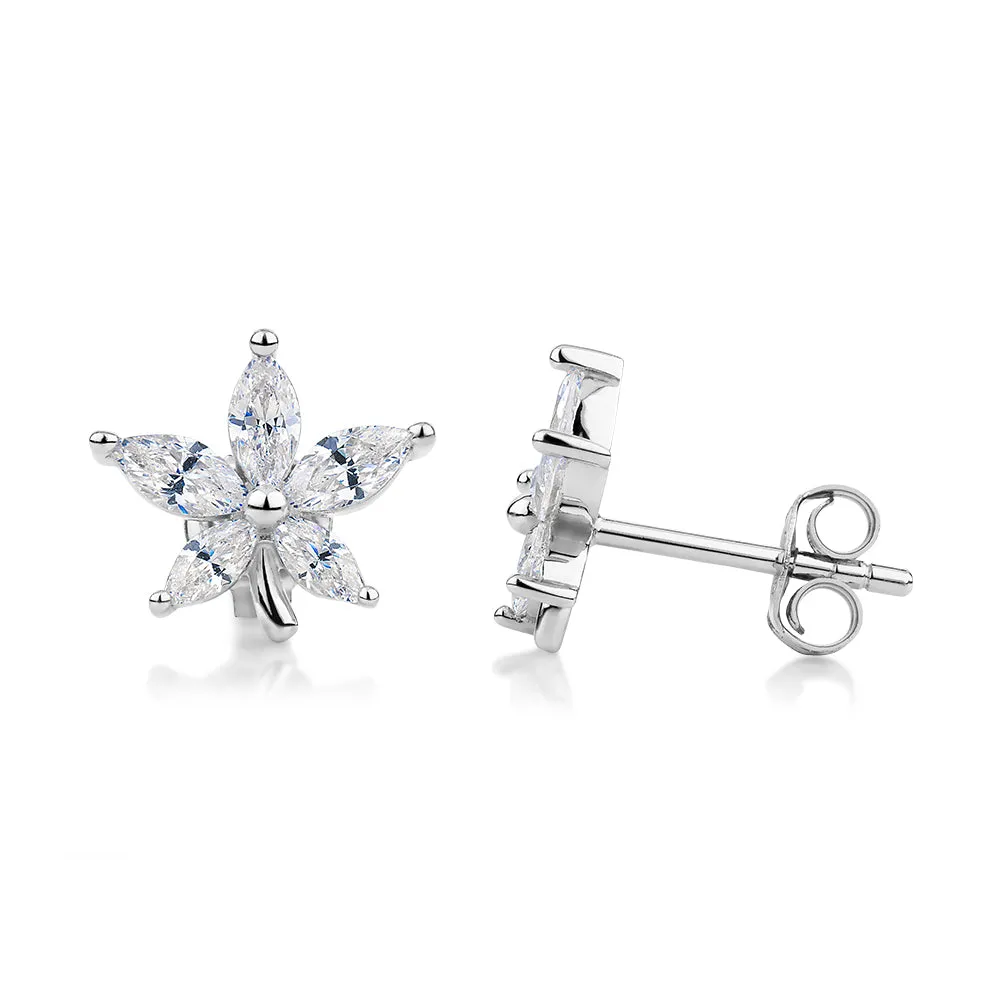 Marquise fancy earrings in sterling silver
