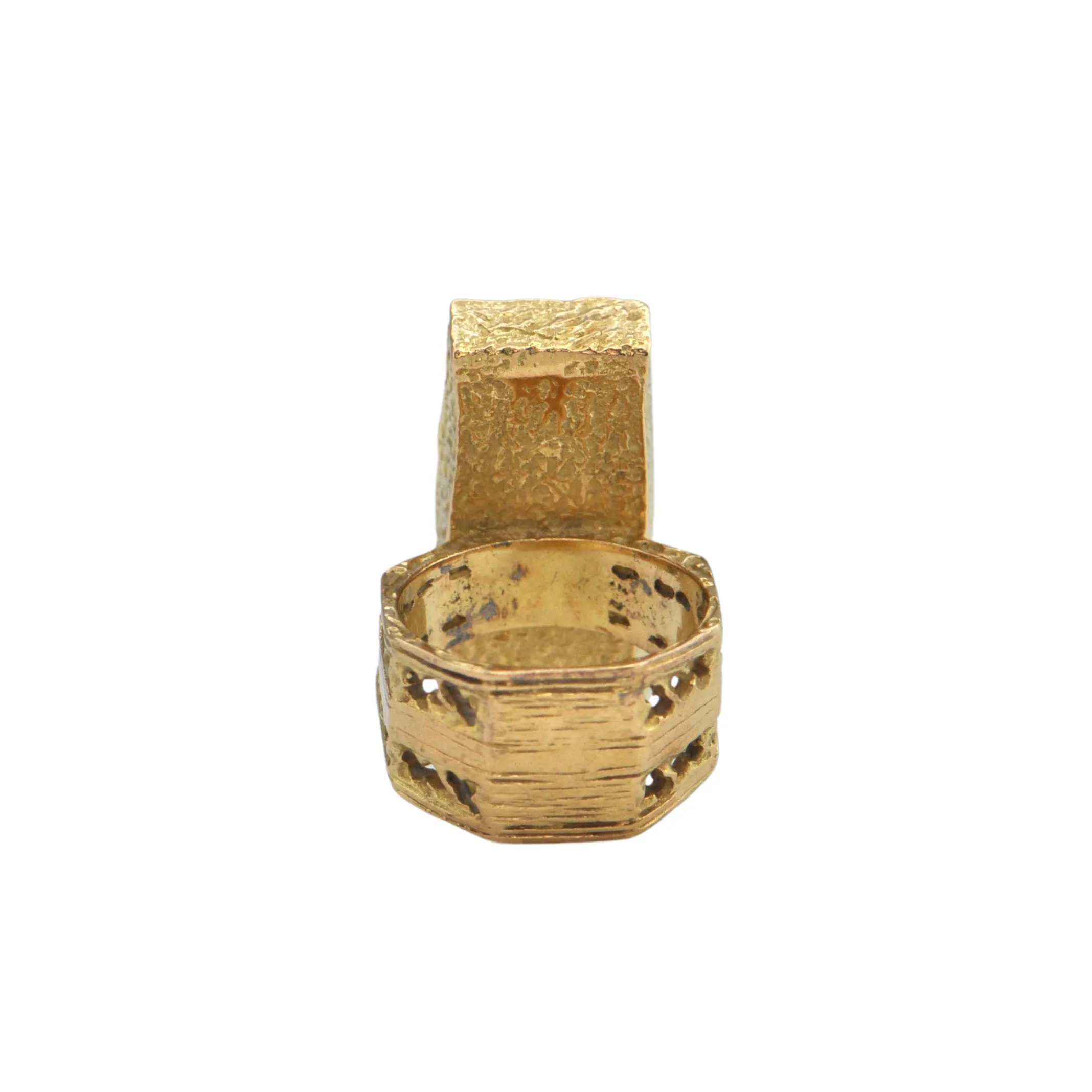 Mid-Century Brutalist 17.0ct Citrine 18K Gold Ring