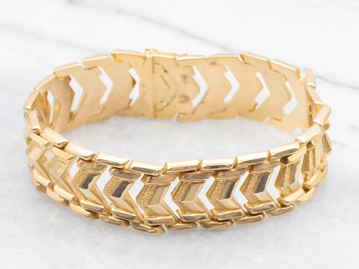 Mid-Century Gold Chevron Link Bracelet