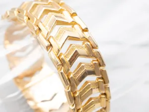 Mid-Century Gold Chevron Link Bracelet