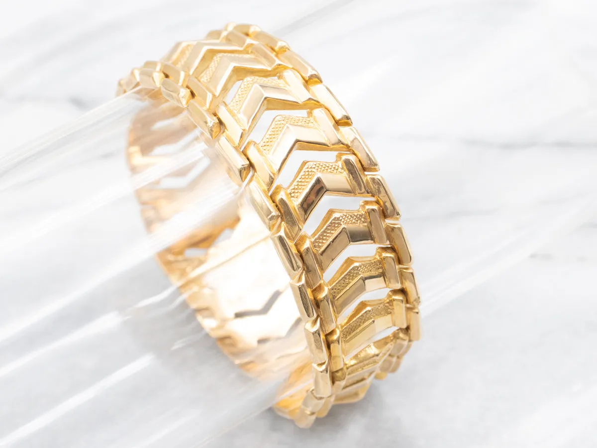 Mid-Century Gold Chevron Link Bracelet