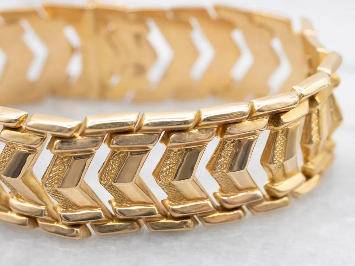 Mid-Century Gold Chevron Link Bracelet