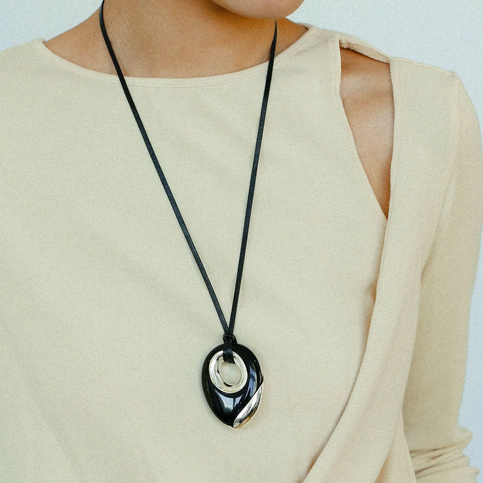 Midnight Oval Obsidian Necklace