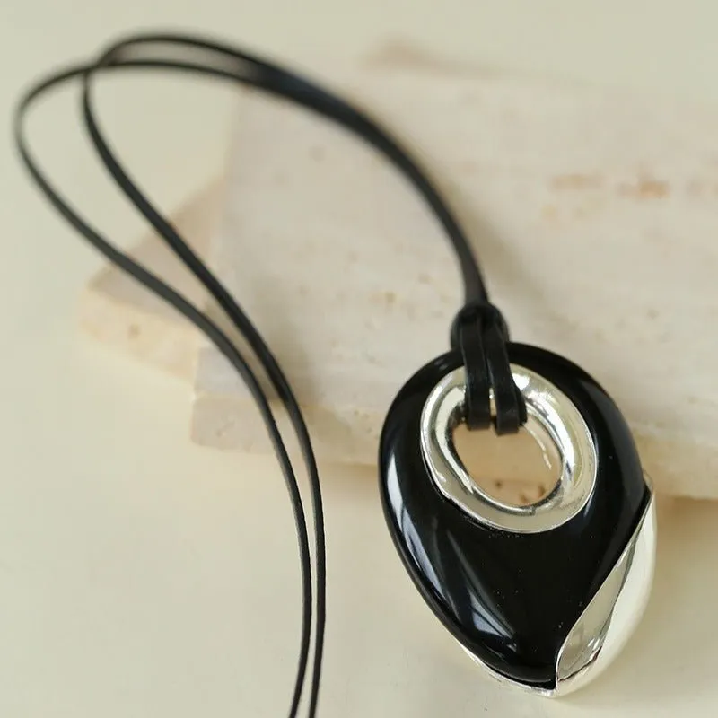 Midnight Oval Obsidian Necklace