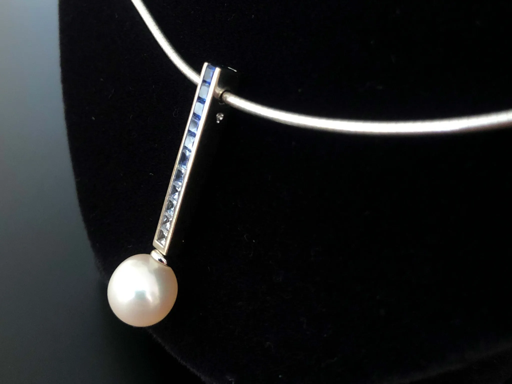 Mikimoto Blue Sapphire & Akoya Pearl Ocean Necklace in 18k White Gold