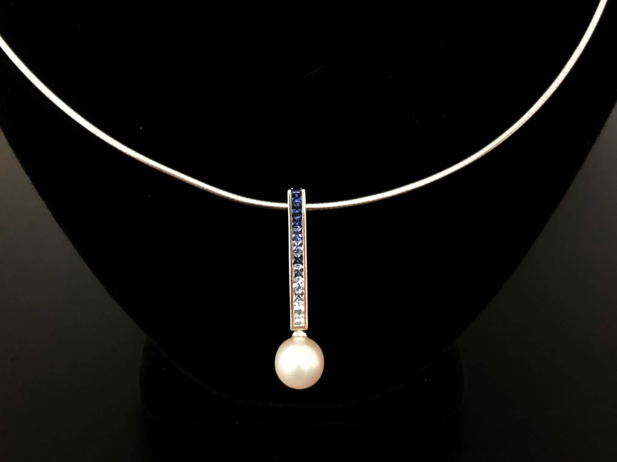 Mikimoto Blue Sapphire & Akoya Pearl Ocean Necklace in 18k White Gold