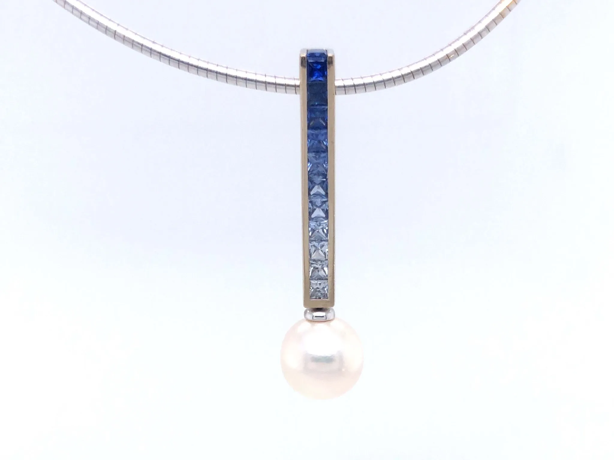 Mikimoto Blue Sapphire & Akoya Pearl Ocean Necklace in 18k White Gold