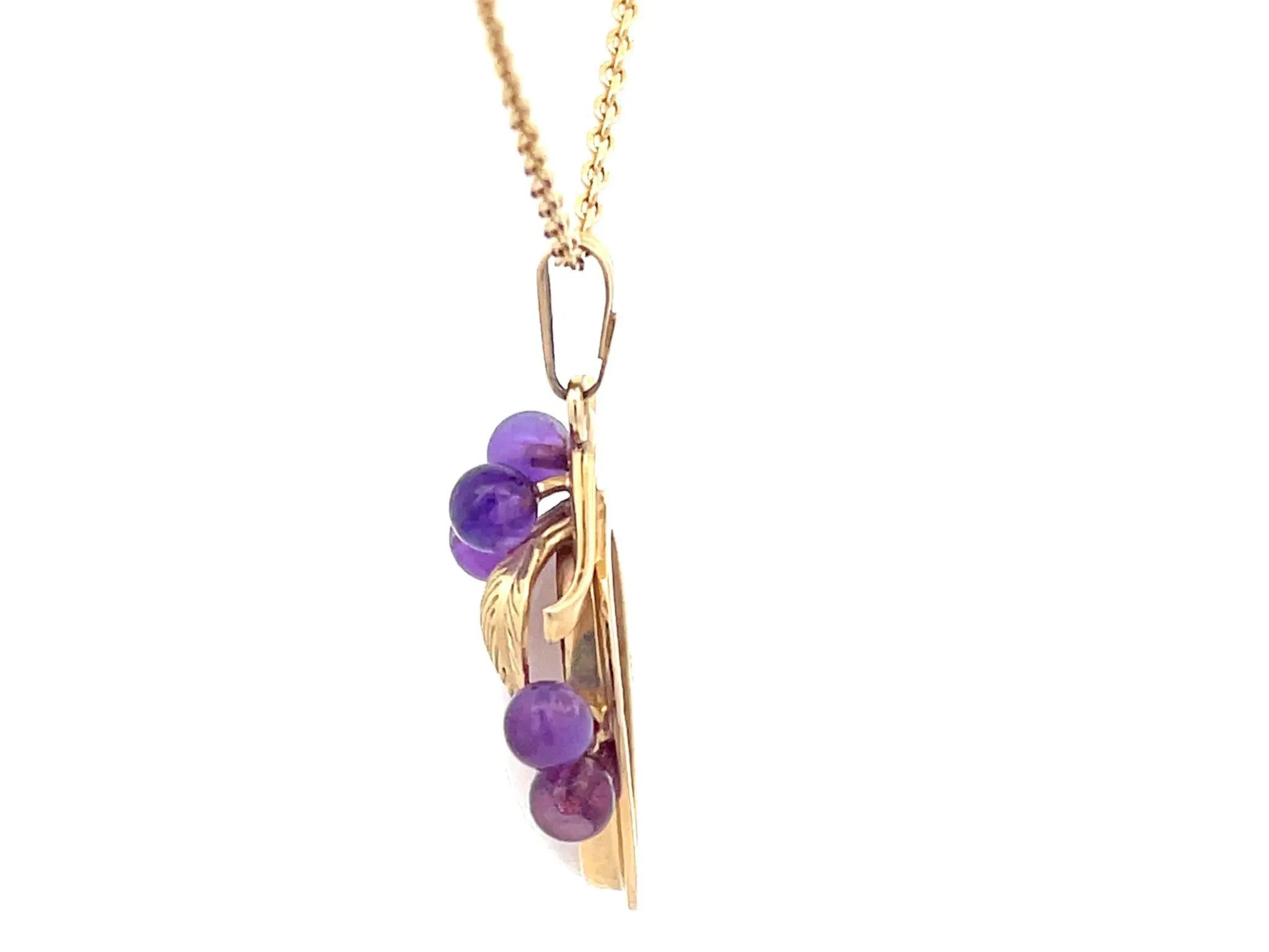 Mings Lavender Jade and Purple Amethyst Necklace in 14k Yellow Gold