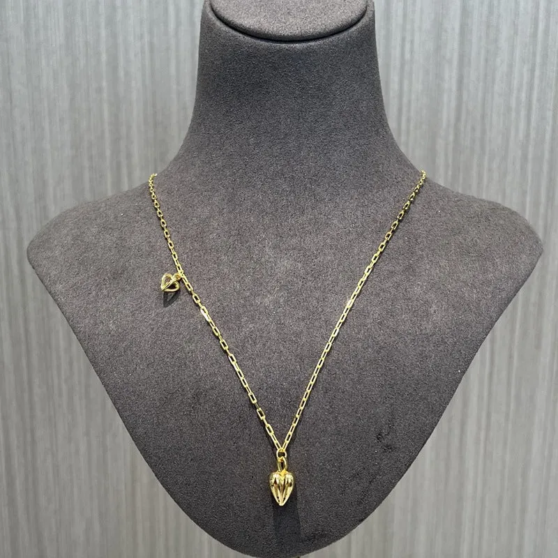 Minimalist 3D Heart Pendant Necklace - 18K Gold Vermeil