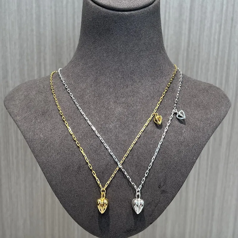 Minimalist 3D Heart Pendant Necklace - 18K Gold Vermeil
