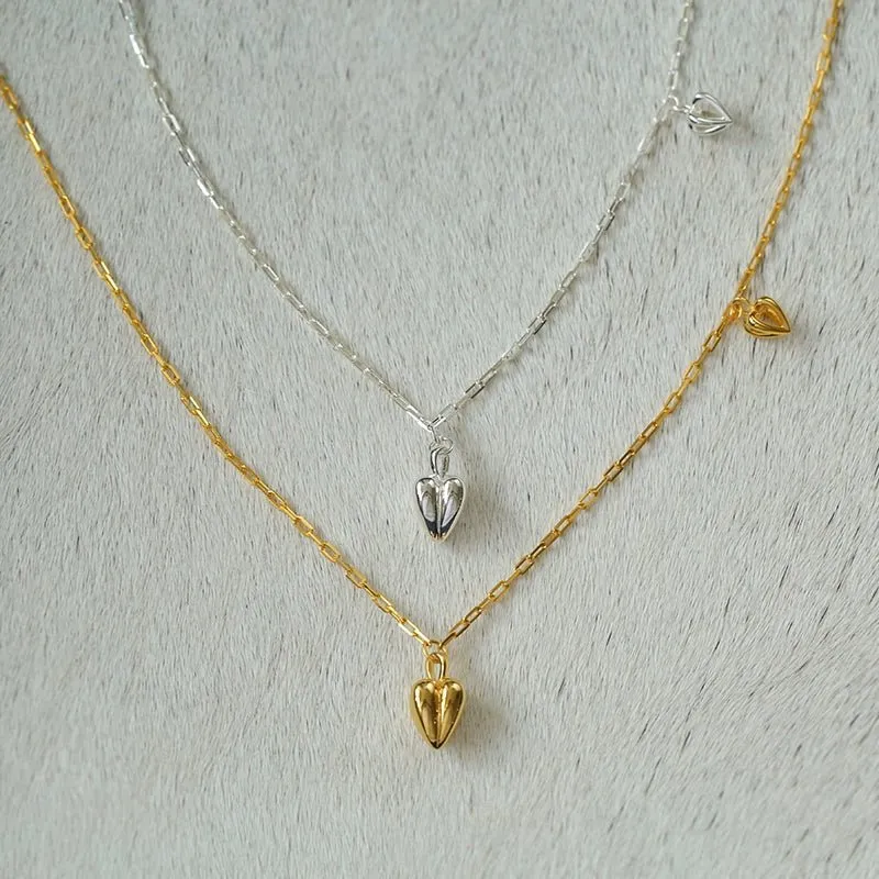 Minimalist 3D Heart Pendant Necklace - 18K Gold Vermeil