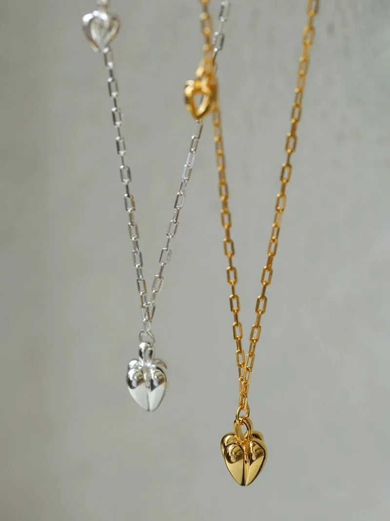 Minimalist 3D Heart Pendant Necklace - 18K Gold Vermeil