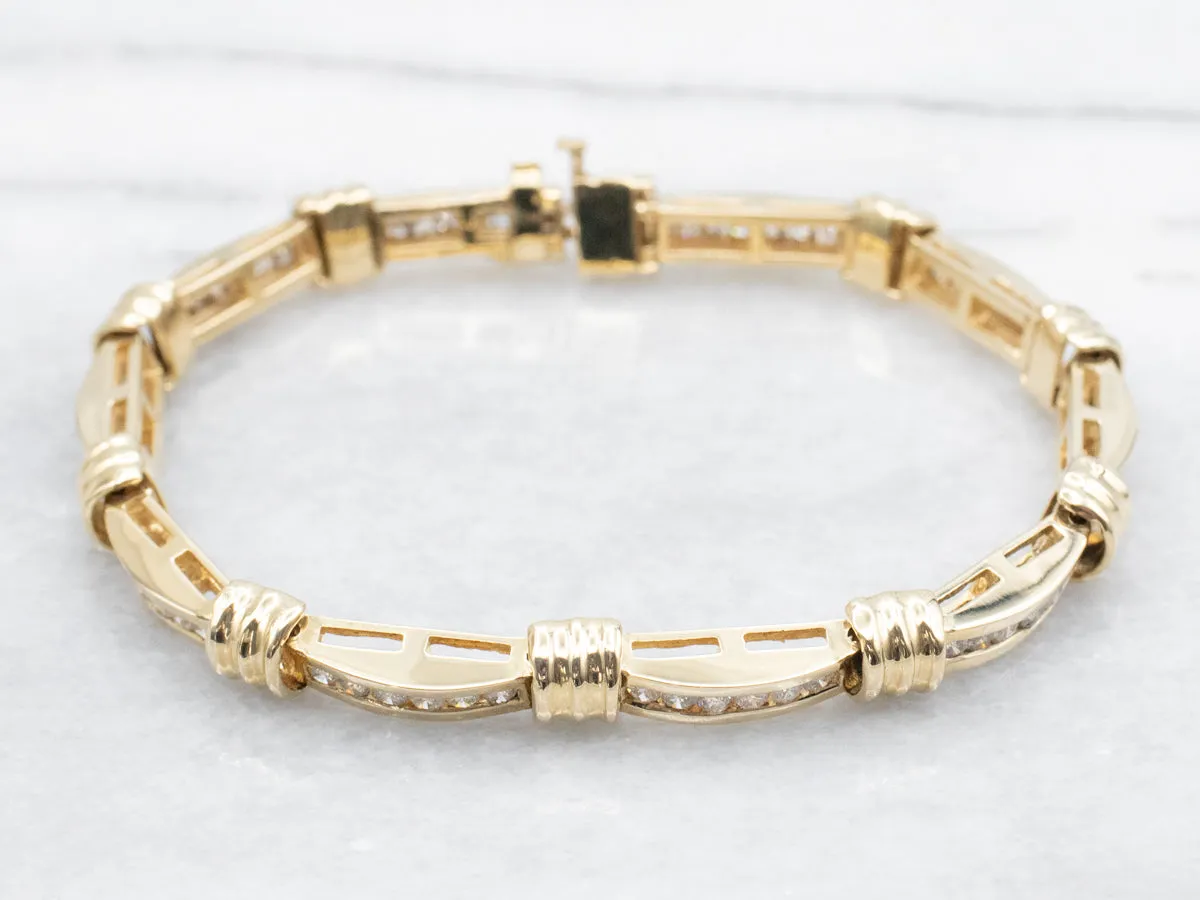 Modern Channel Set Diamond Link Bracelet