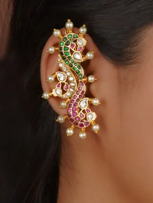 Multicolor Gold Plated Jadau Kundan Earrings - ME1278M