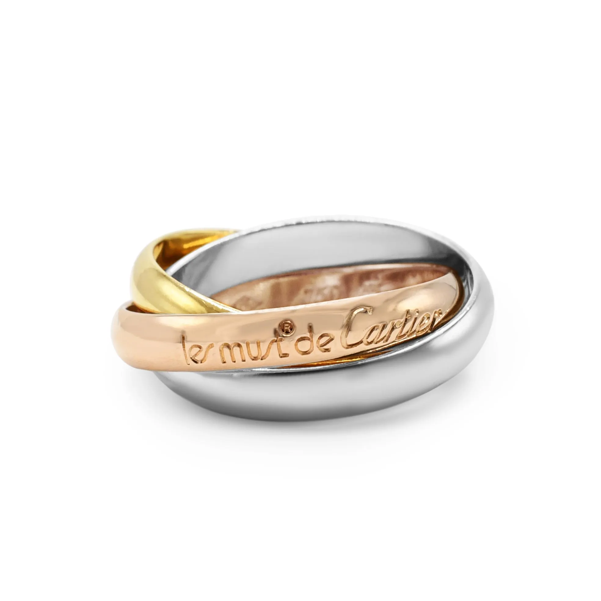 Must De Cartier Trinity Ring Size 55 - 18ct Three Colour Gold