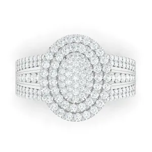 Omoni Oval Cluster Natural Diamond Engagement Ring in 18K Gold