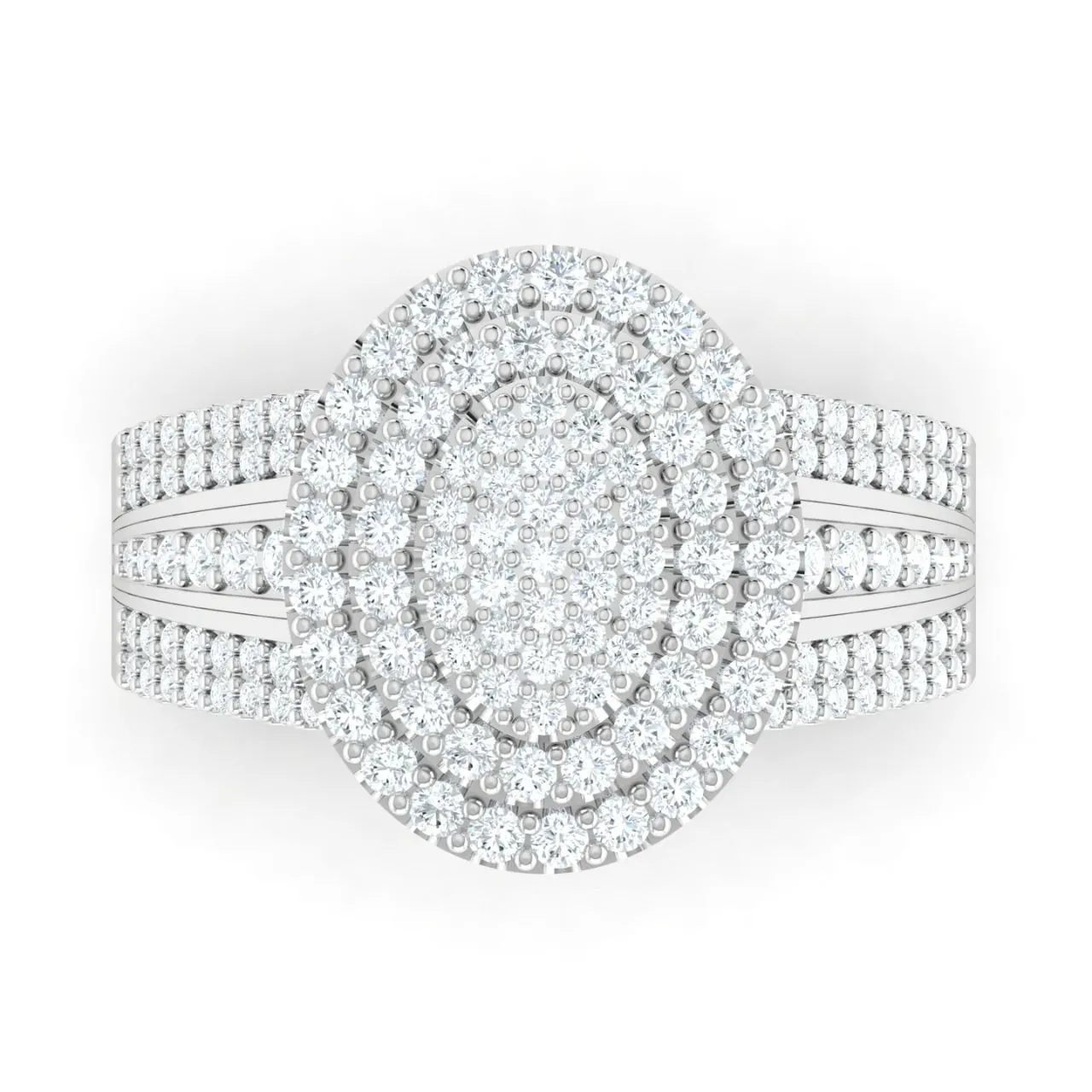 Omoni Oval Cluster Natural Diamond Engagement Ring in 18K Gold