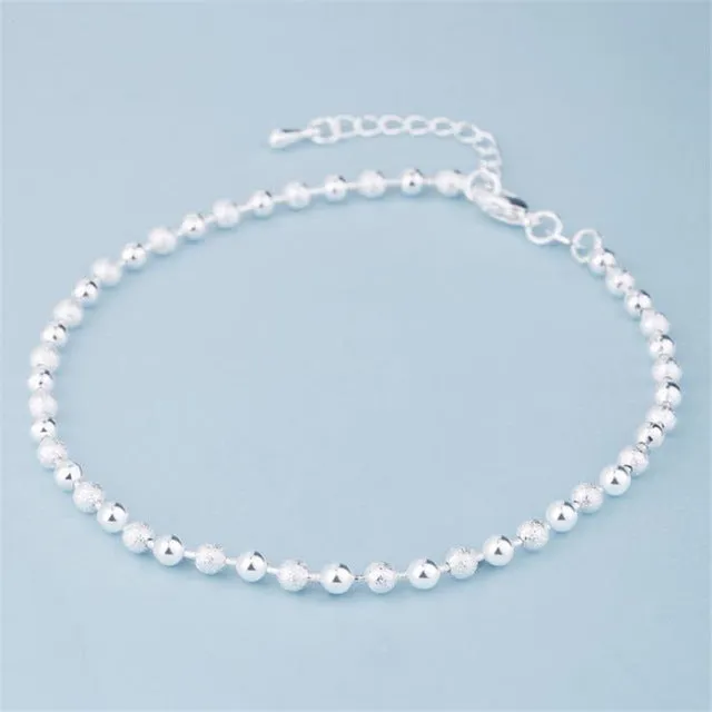 ONEVAN Summer Fashion 925 Sterling Silver Chain Anklets For Women Beach Party Beads Ankle Bracelet Foot Jewelry Girl Best Gifts