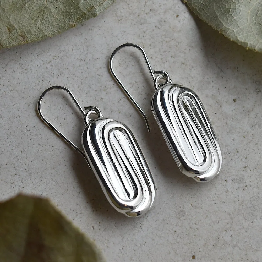 Oval Paperclip Drop Earrings