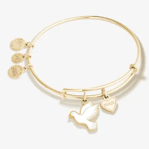 'Peace' Dove Duo Charm Bangle Bracelet