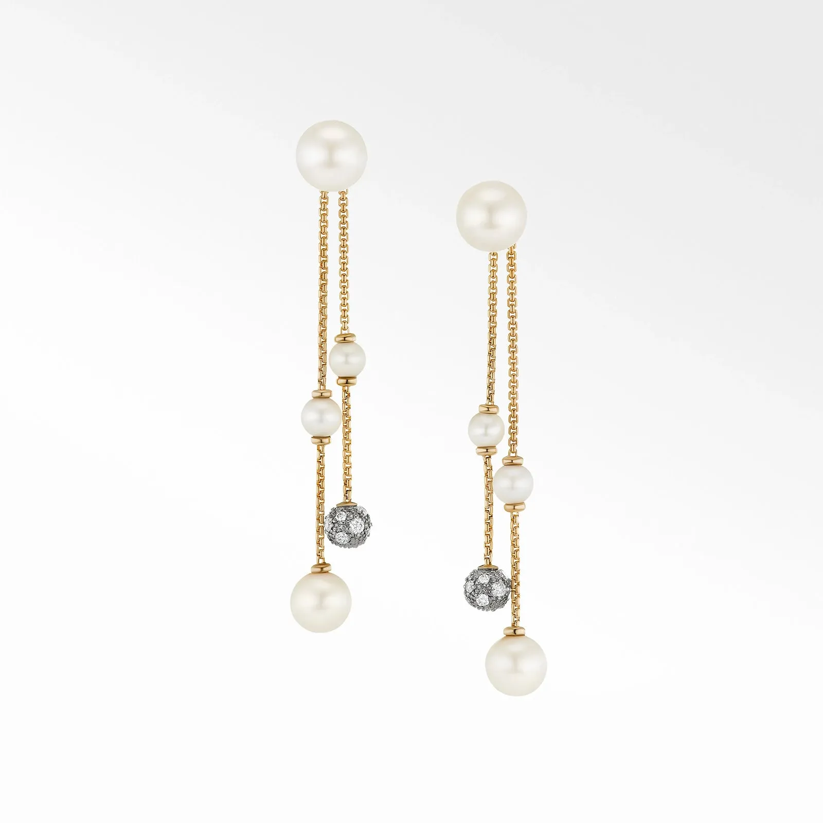 Pearl and Pav?? Two-Row Drop Earrings