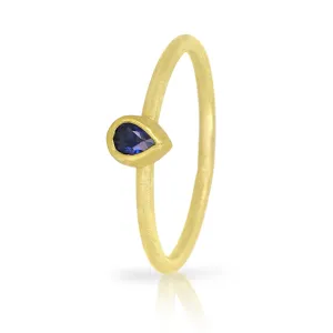 Petra Class Faceted Blue Sapphire Gold Drop Stack Ring