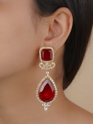 Pink Color Gold Plated Moissanite Earrings - MO-EAR18P