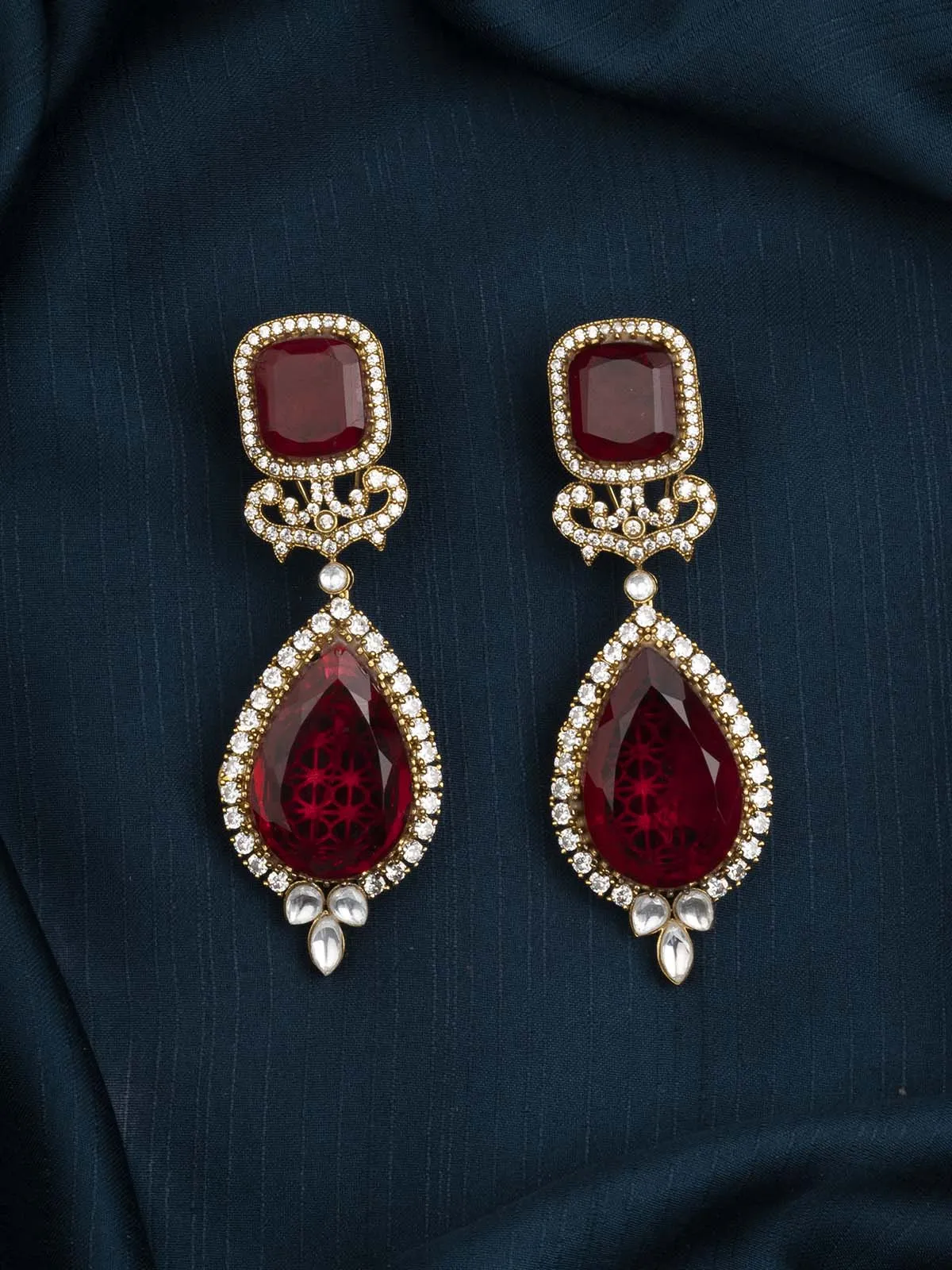Pink Color Gold Plated Moissanite Earrings - MO-EAR18P
