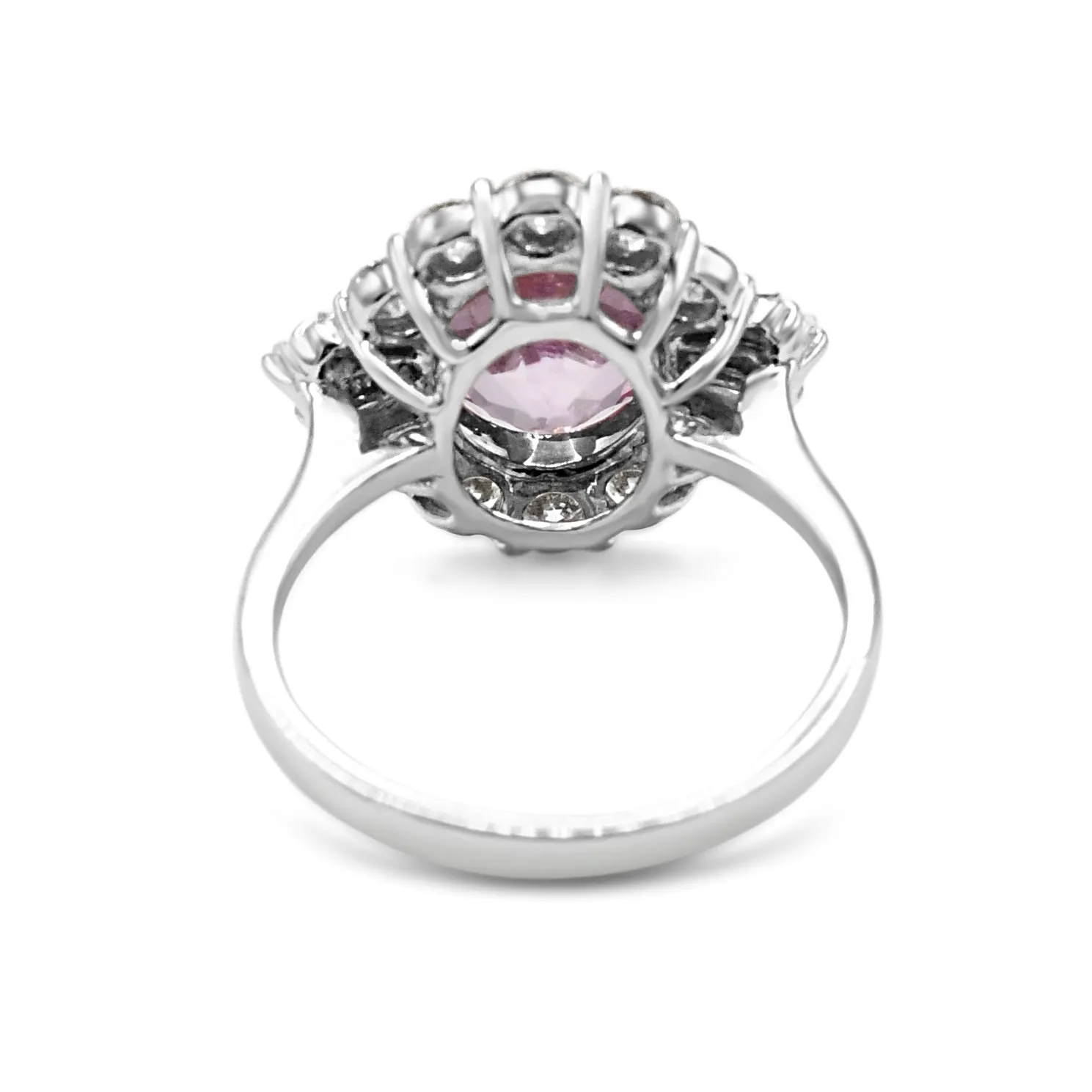 Pink Tourmaline, Brilliant & Baguette Diamond Cluster Ring