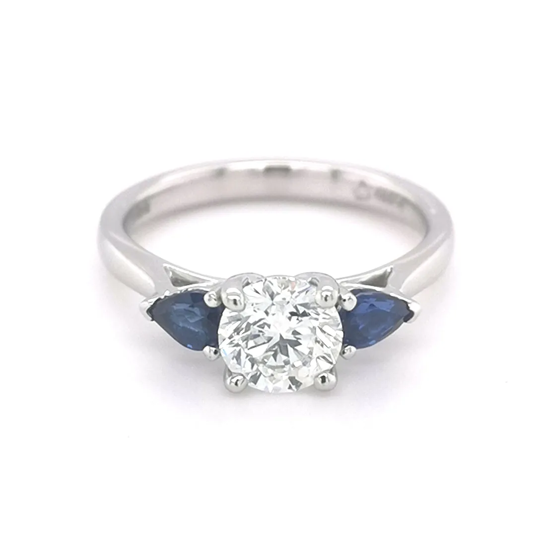Platinum 1.01 3 Stone Diamond Ring