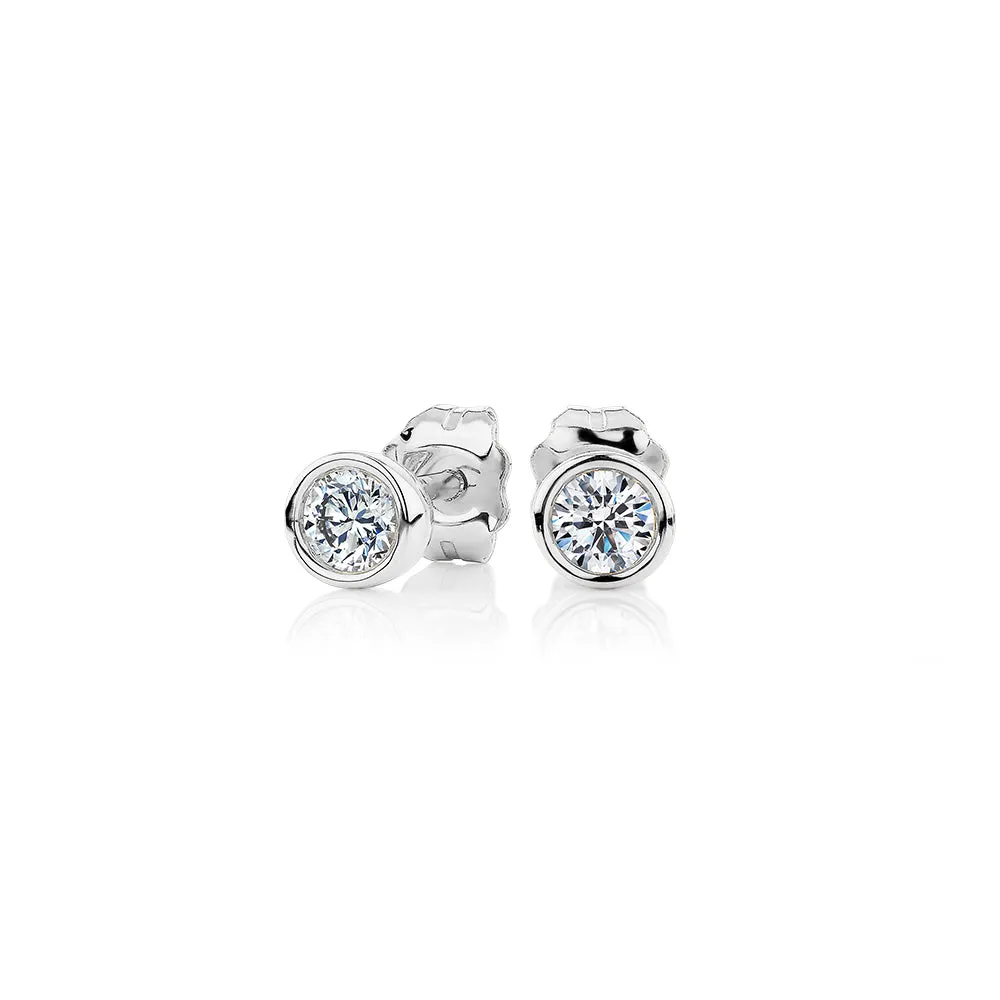 Premium Lab-Grown Diamond, 0.25 carat TW round brilliant stud earrings in 10 carat white gold