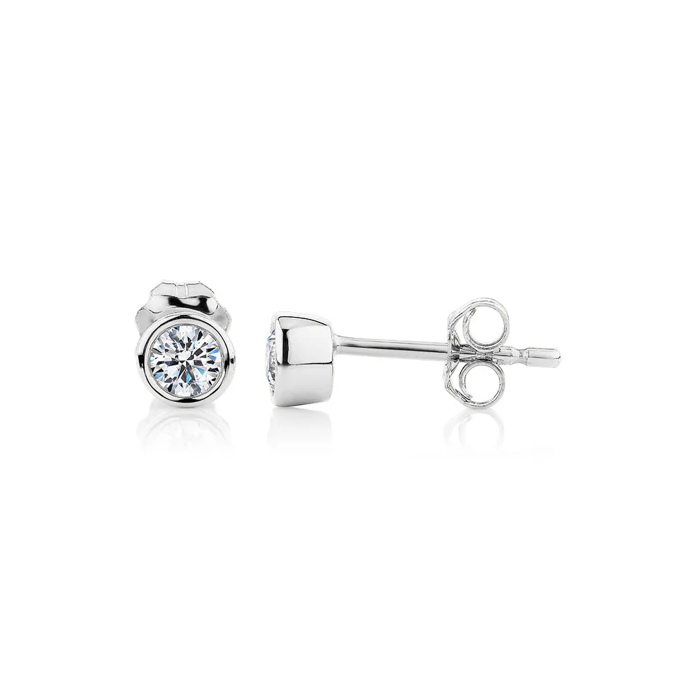 Premium Lab-Grown Diamond, 0.25 carat TW round brilliant stud earrings in 10 carat white gold