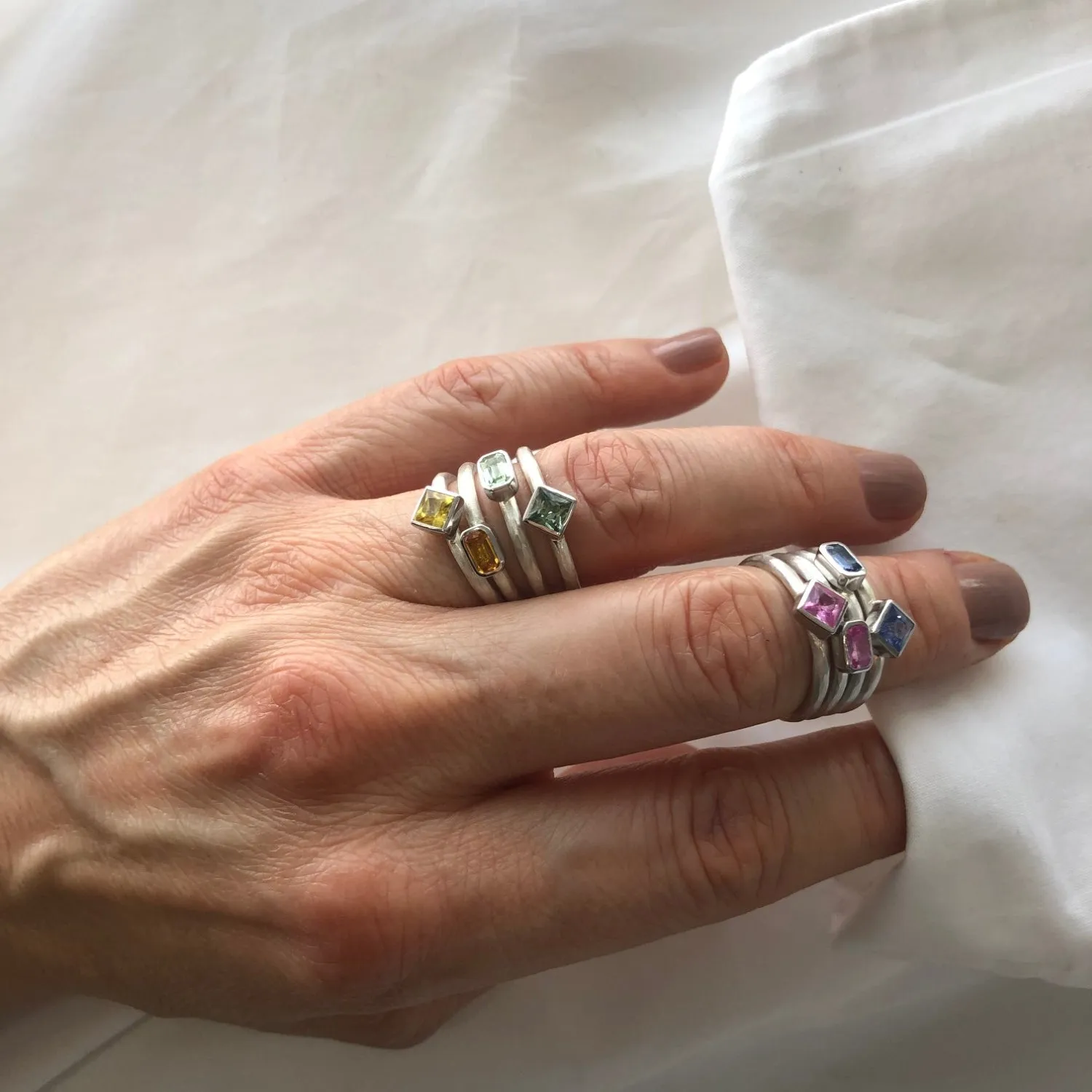 Prismic Ring Baguette Cut Blue Sapphiire