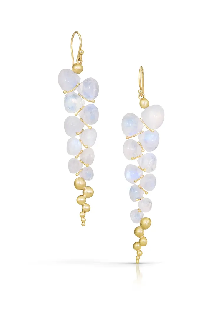 Rachel Atherley | Large Caviar Earrings in 14kg   Rainbow Moonstone