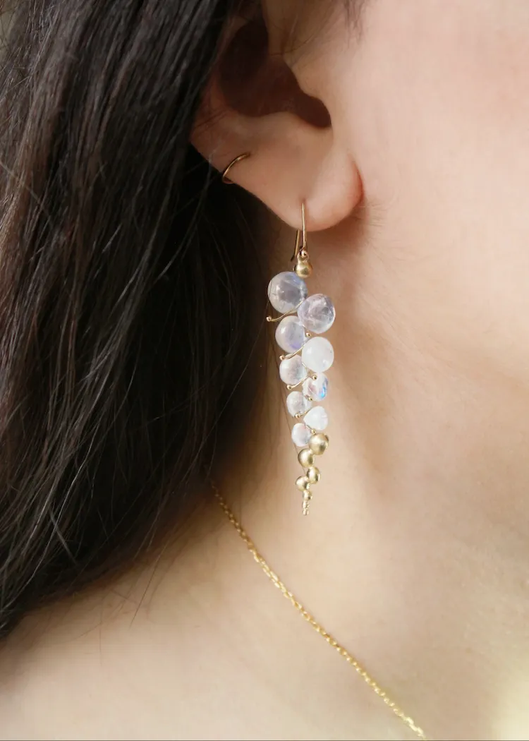 Rachel Atherley | Large Caviar Earrings in 14kg   Rainbow Moonstone