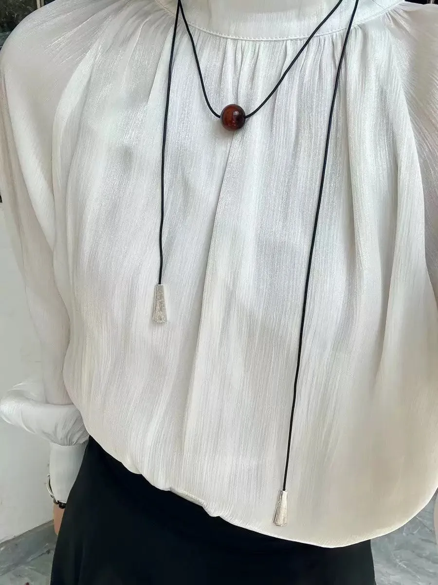Red Tiger's Eye Pendant Necklace with Black Cord