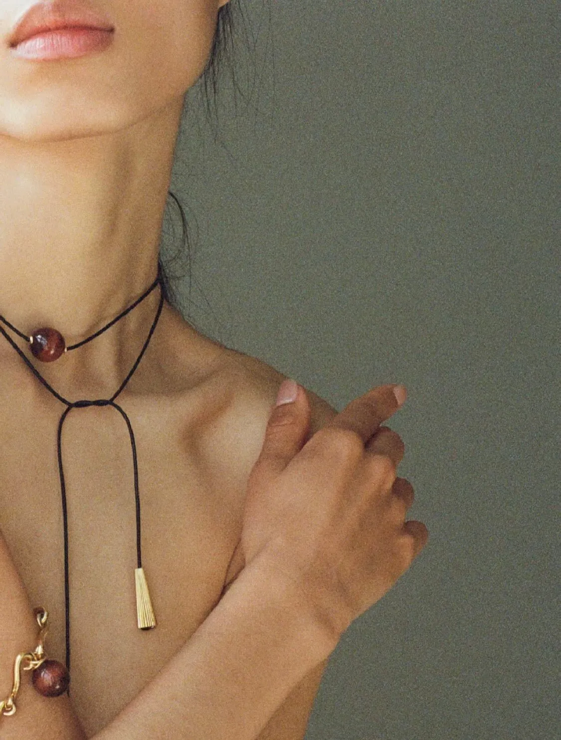 Red Tiger's Eye Pendant Necklace with Black Cord