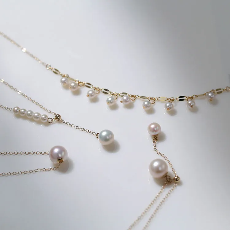 Retro Pull-Through Pearl Pendant Necklace