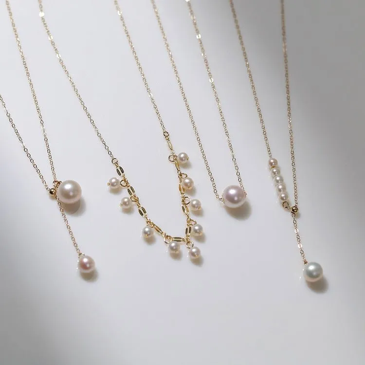 Retro Pull-Through Pearl Pendant Necklace