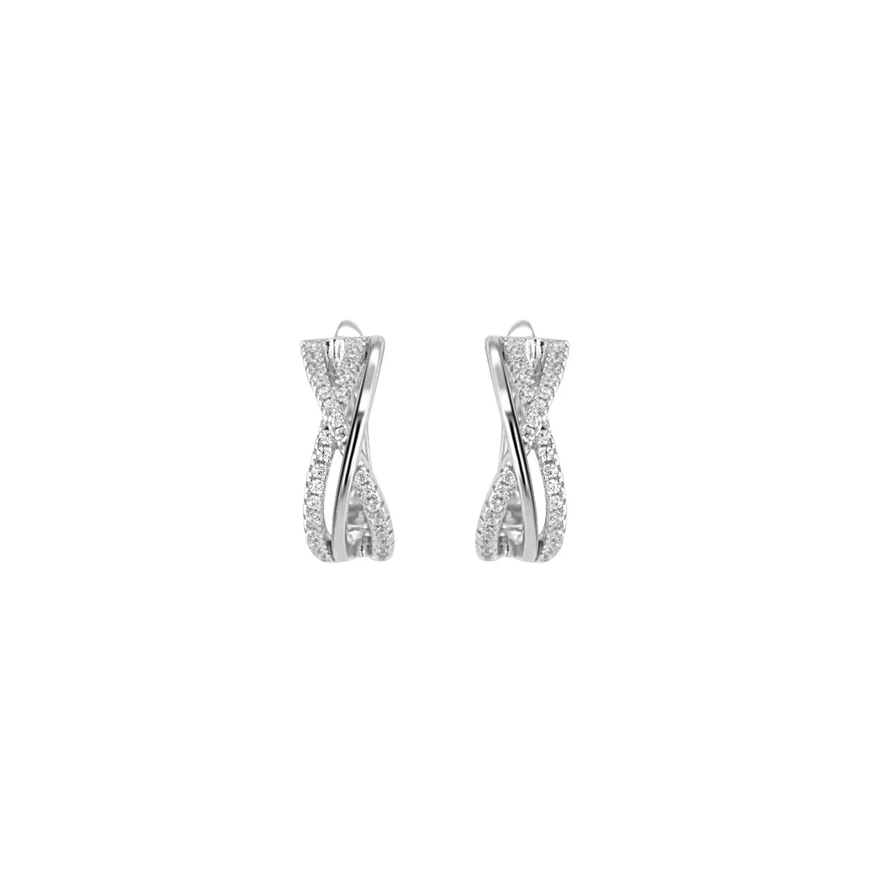 Rhodium plated 925 silver earrings assembled with zirconium oxide