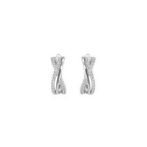 Rhodium plated 925 silver earrings assembled with zirconium oxide