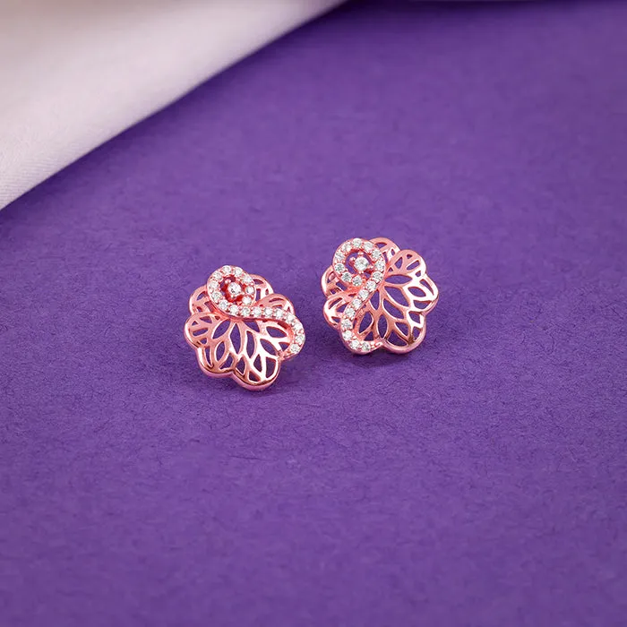Rose Gold Floral Filigree Earrings