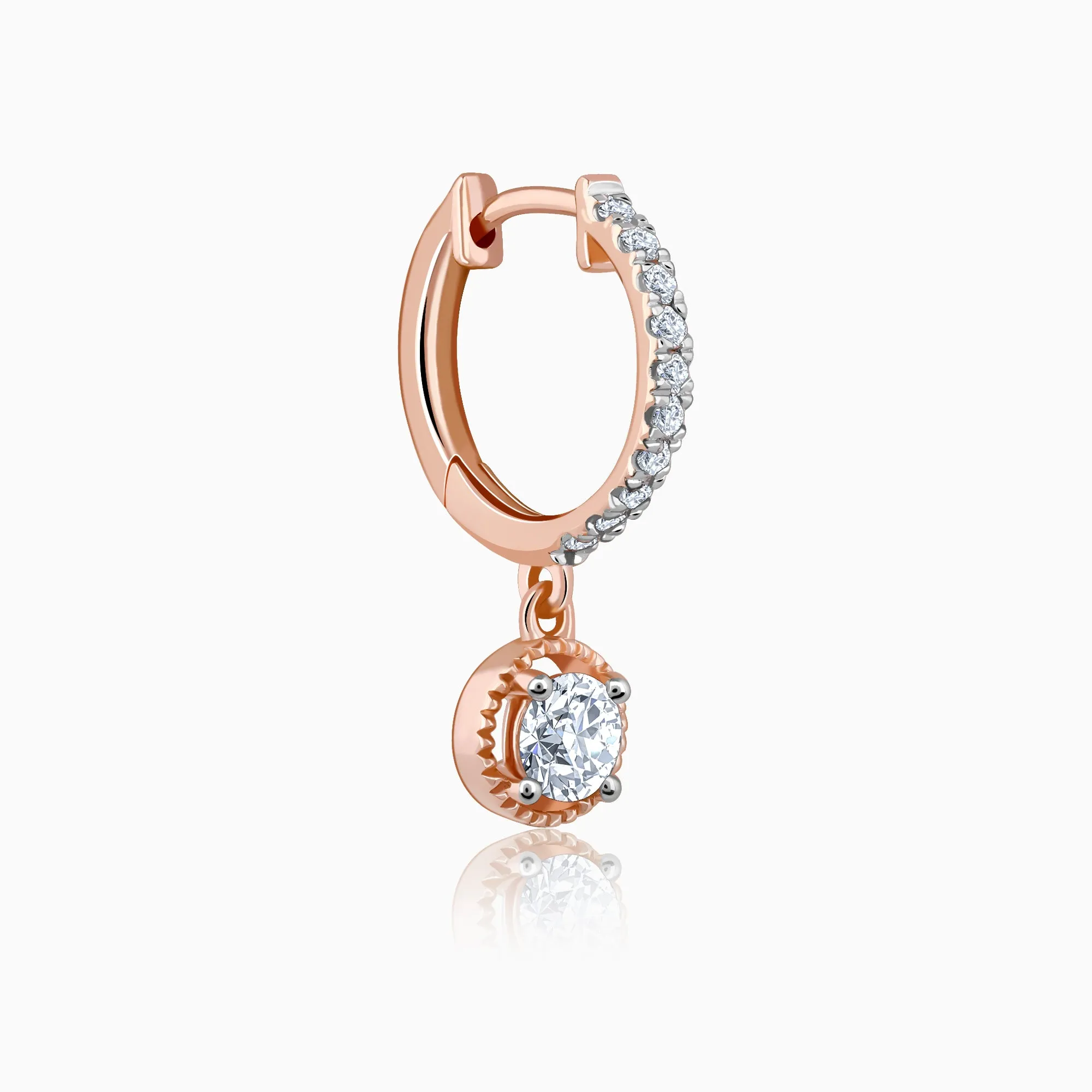 Rose Gold Glittering Drop Diamond Earrings