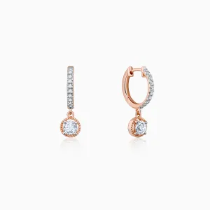 Rose Gold Glittering Drop Diamond Earrings