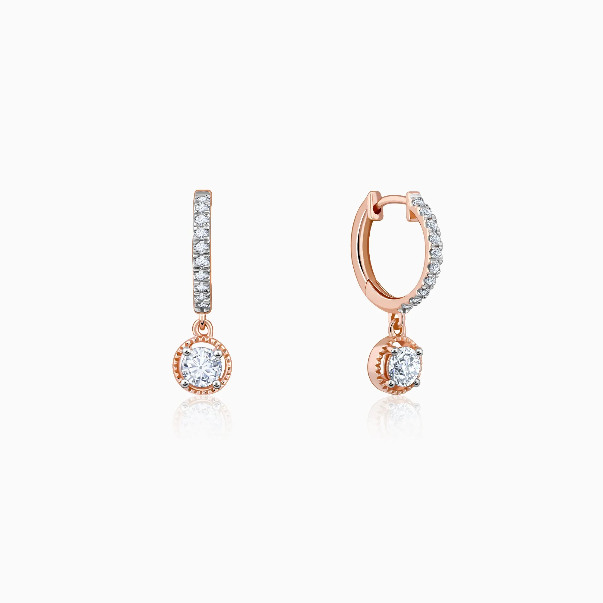 Rose Gold Glittering Drop Diamond Earrings